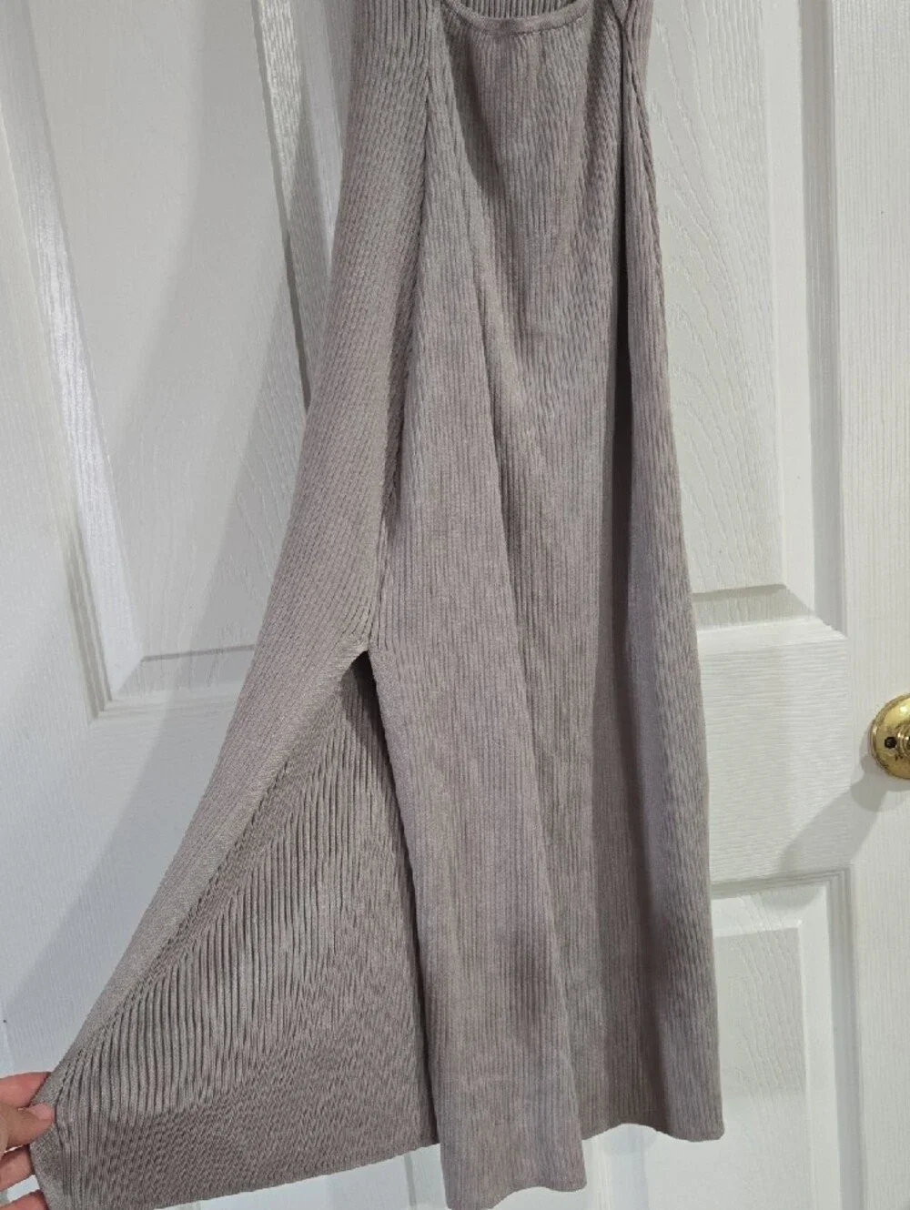Freshman 1996 Ribbed Tank Midi Dress in Light Taupe Size Large